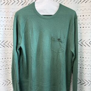 Todd Snyder Long-Sleeve Cashmere Crewneck Pocket Shirt in Kelly Green